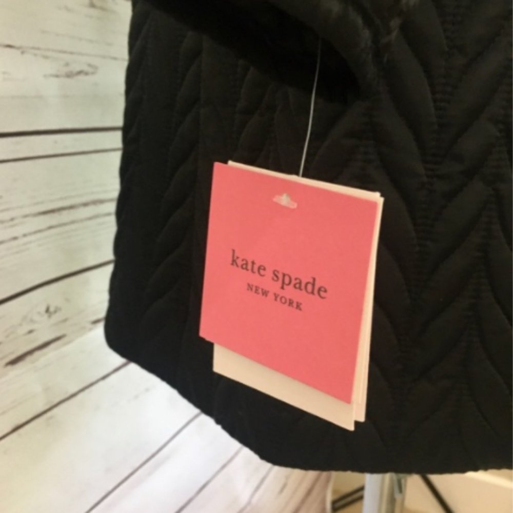 Kate Spade Solid Black Water Resistant Quilted Lon - Picture 11 of 11